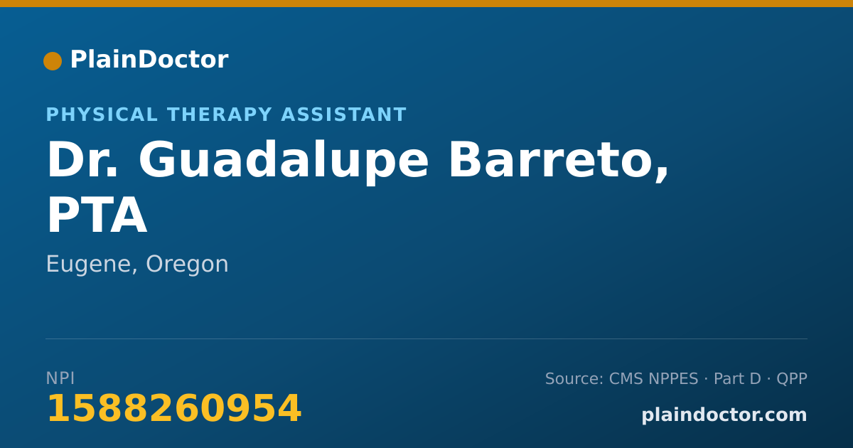 Shareable card for Guadalupe Barreto, PTA - Physical Therapy Assistant, Eugene, OR