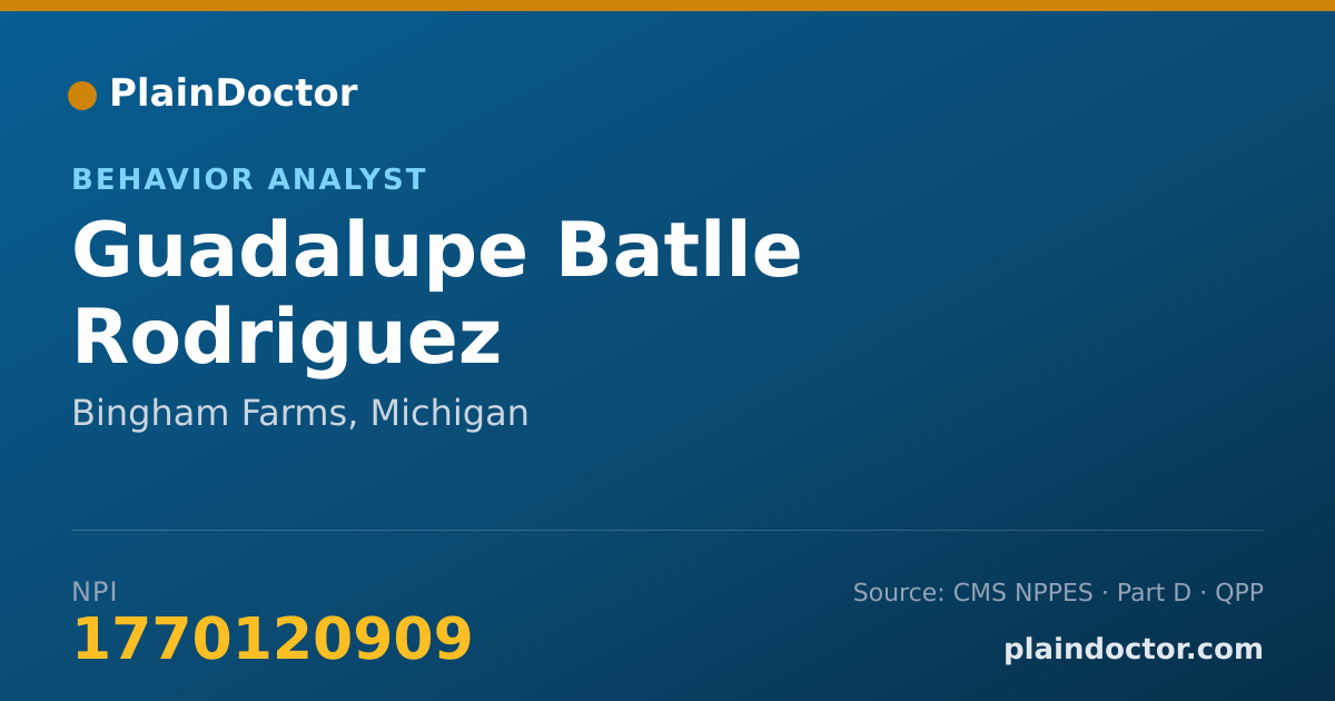 Shareable card for Guadalupe Batlle Rodriguez - Behavior Analyst, Bingham Farms, MI