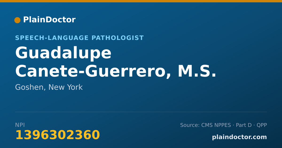 Shareable card for Guadalupe Canete-Guerrero, M.S. CCC-SLP - Speech-Language Pathologist, Goshen, NY