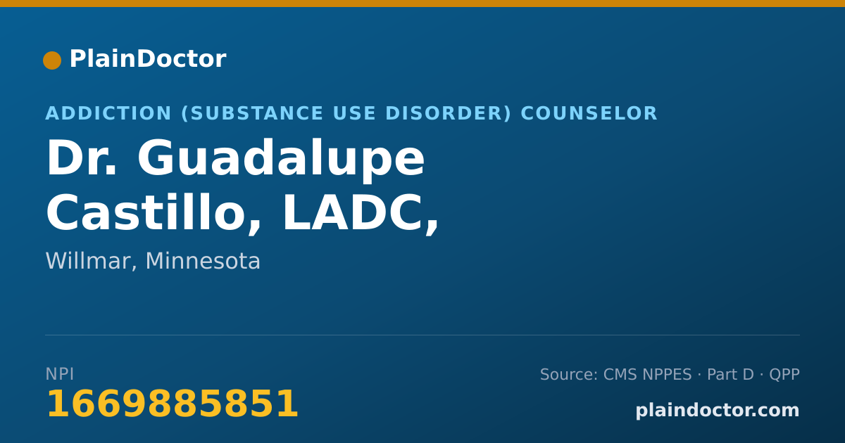Shareable card for Guadalupe Castillo, LADC, - Addiction (Substance Use Disorder) Counselor, Willmar, MN