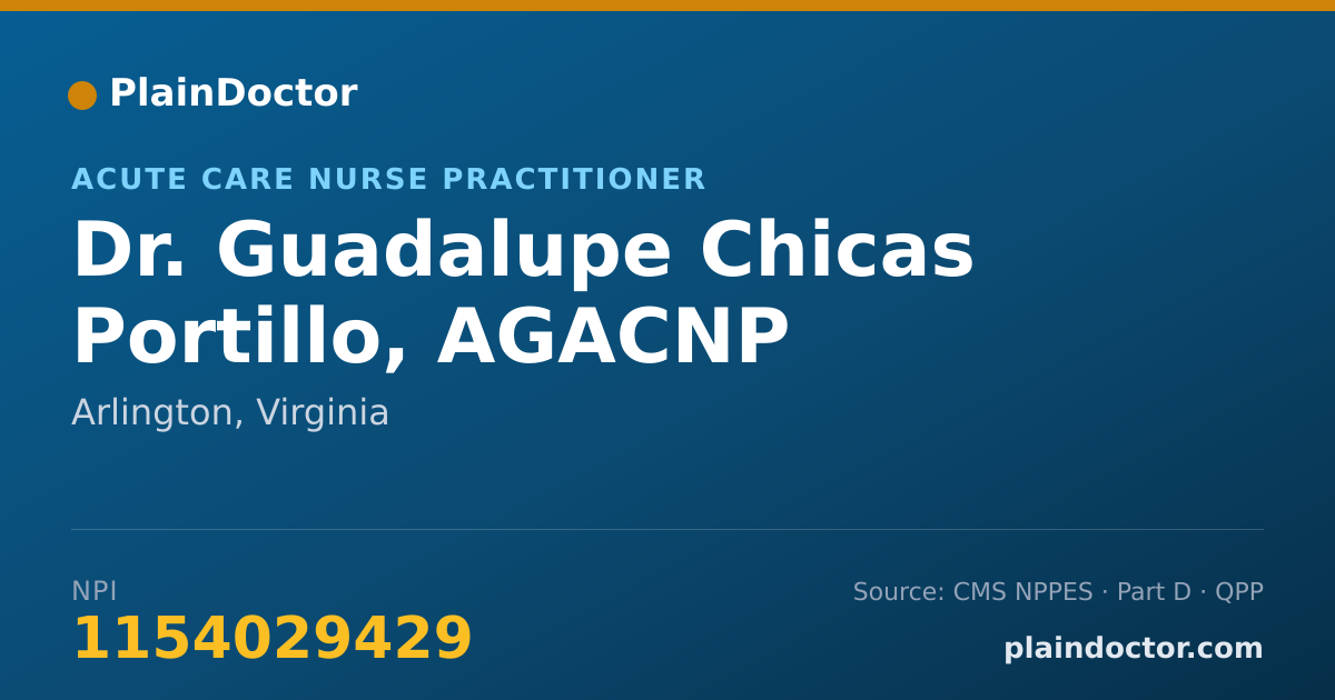 Shareable card for Guadalupe Chicas Portillo, AGACNP - Acute Care Nurse Practitioner, Arlington, VA