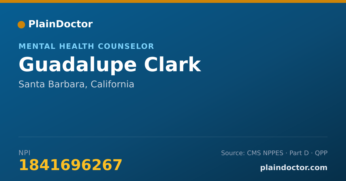 Shareable card for Guadalupe Clark - Mental Health Counselor, Santa Barbara, CA