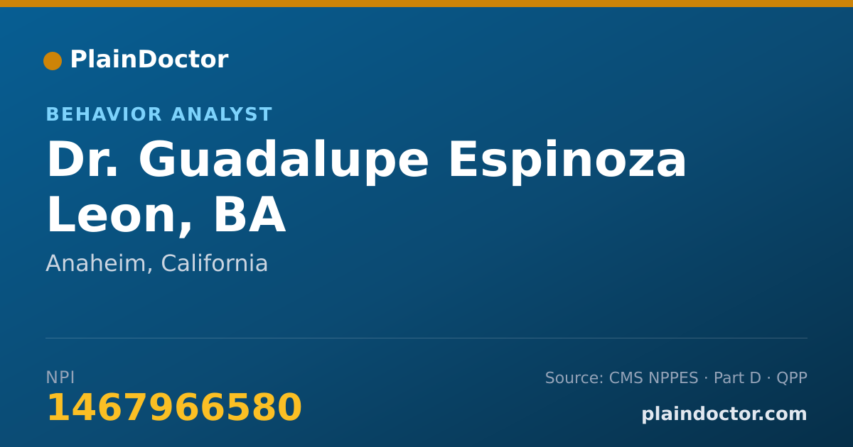 Shareable card for Guadalupe Espinoza Leon, BA - Behavior Analyst, Anaheim, CA