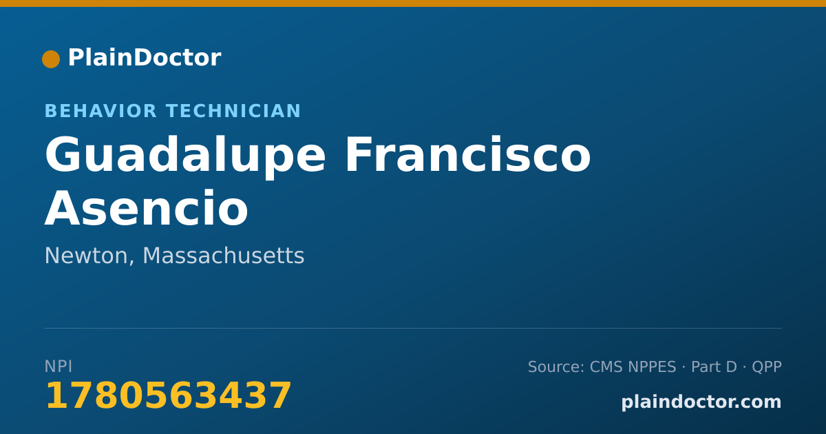 Shareable card for Guadalupe Francisco Asencio - Behavior Technician, Newton, MA