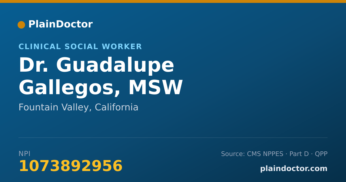 Shareable card for Guadalupe Gallegos, MSW - Clinical Social Worker, Fountain Valley, CA