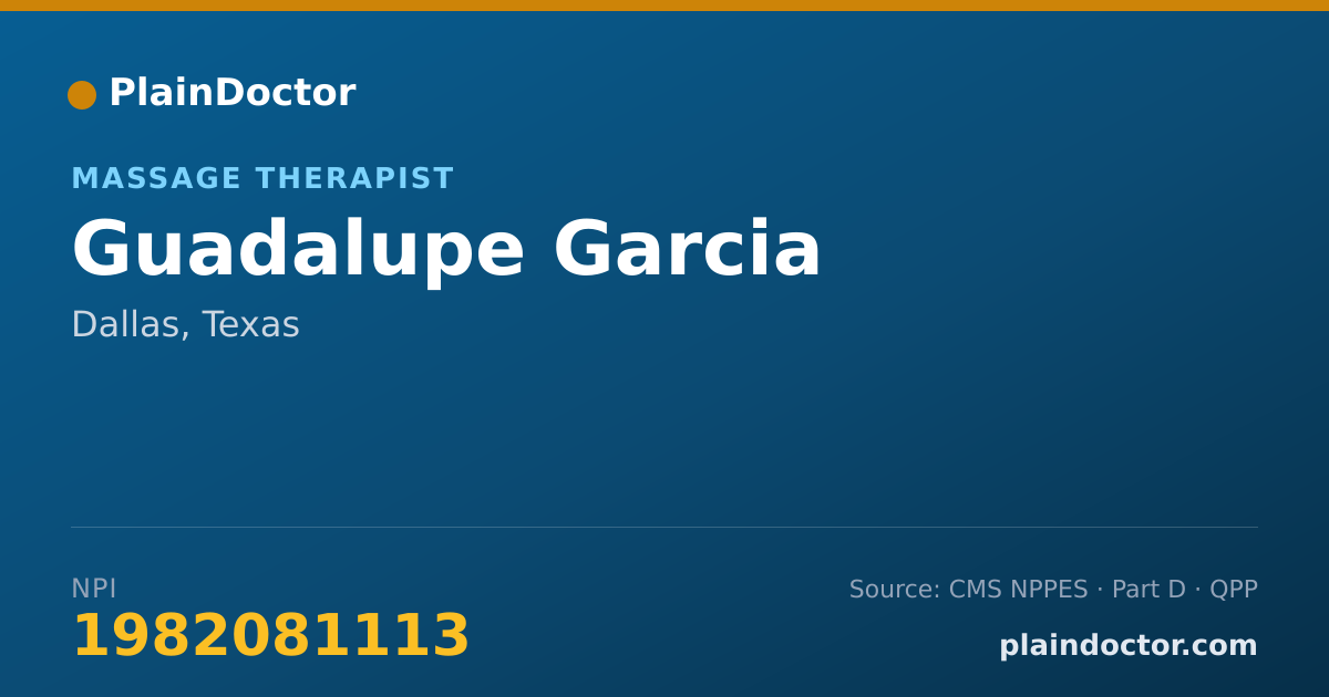 Shareable card for Guadalupe Garcia - Massage Therapist, Dallas, TX