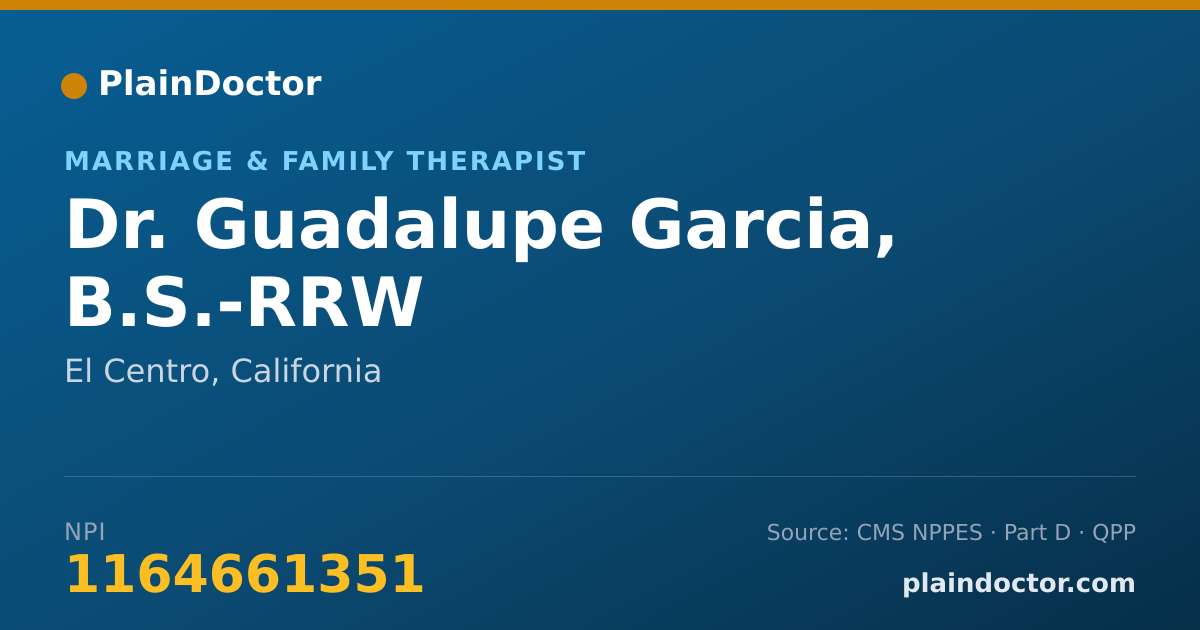 Shareable card for Guadalupe Garcia, B.S.-RRW - Marriage & Family Therapist, El Centro, CA