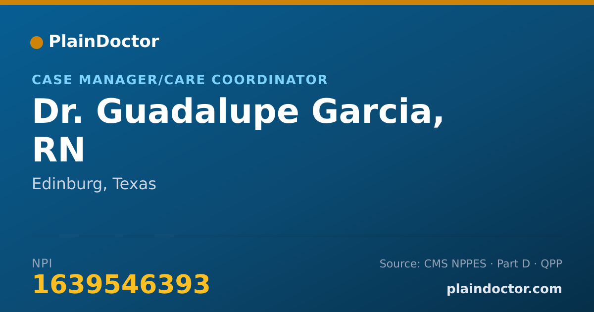 Shareable card for Guadalupe Garcia, RN - Case Manager/Care Coordinator, Edinburg, TX