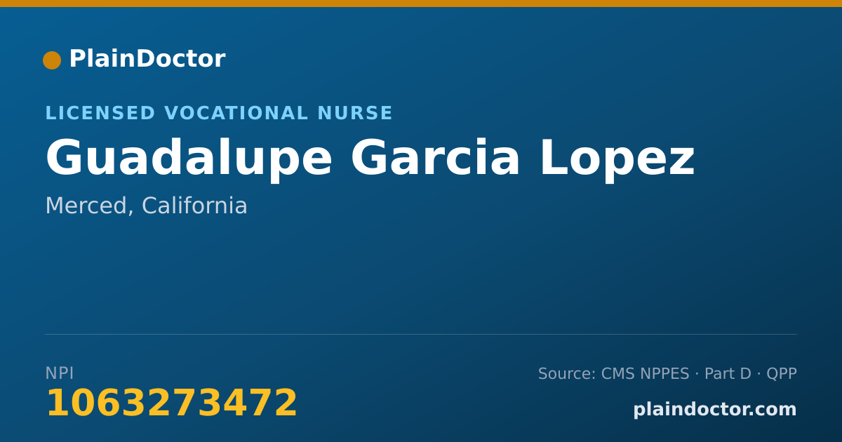 Shareable card for Guadalupe Garcia Lopez - Licensed Vocational Nurse, Merced, CA