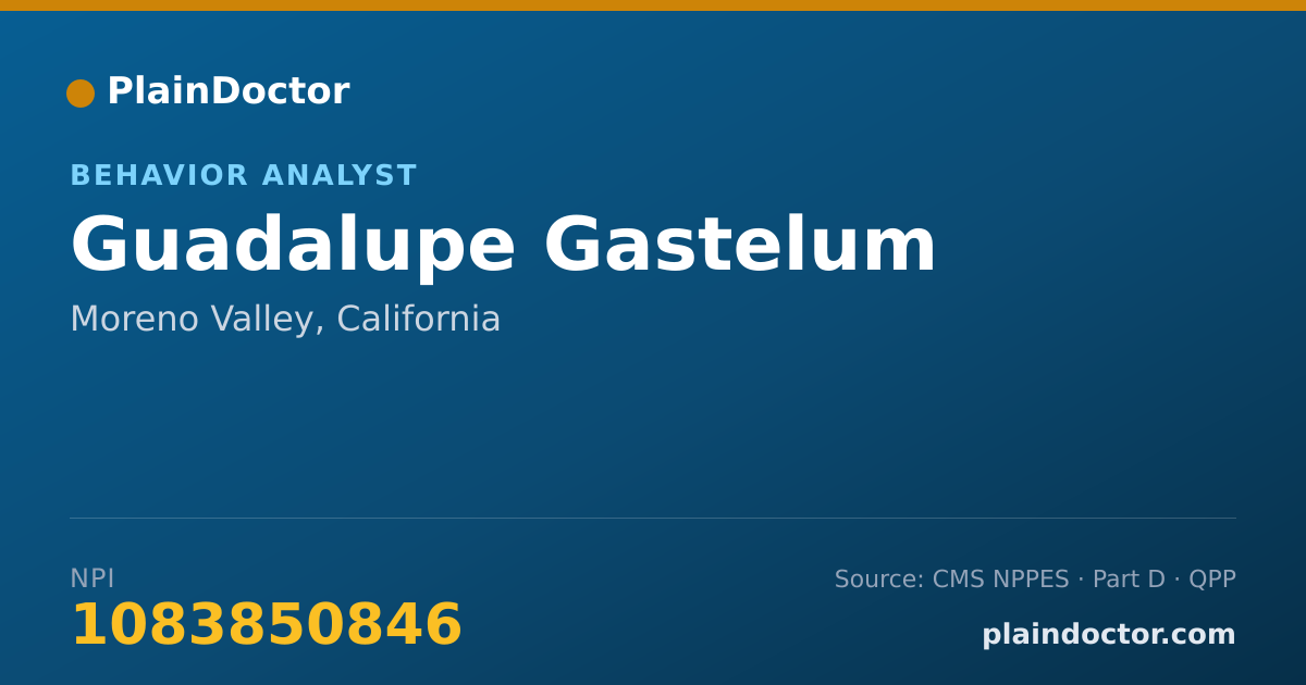 Shareable card for Guadalupe Gastelum - Behavior Analyst, Moreno Valley, CA
