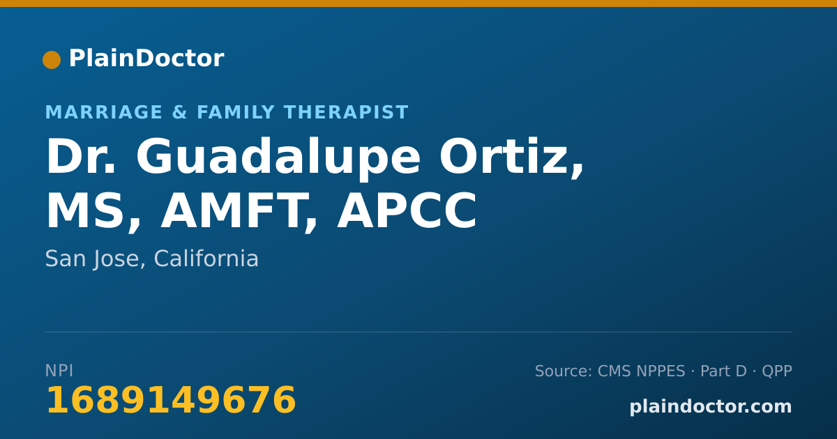 Shareable card for Guadalupe Ortiz, MS, AMFT, APCC - Marriage & Family Therapist, San Jose, CA