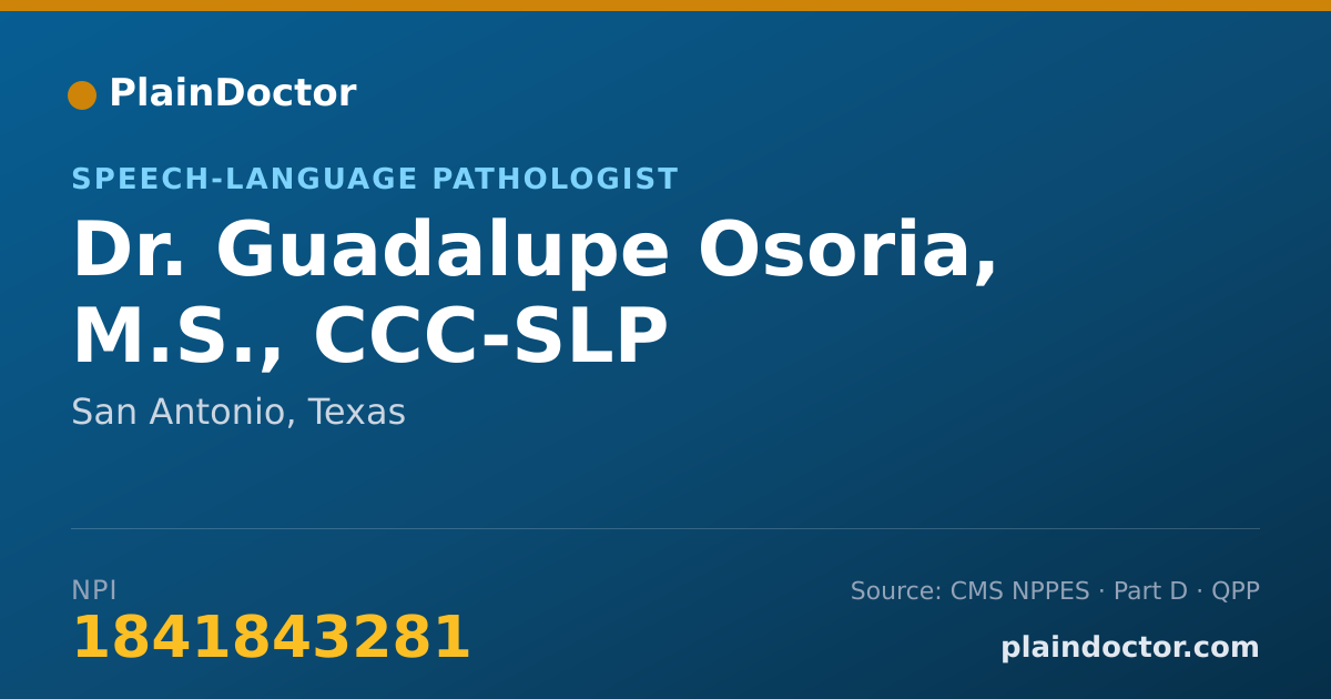 Shareable card for Guadalupe Osoria, M.S., CCC-SLP - Speech-Language Pathologist, San Antonio, TX