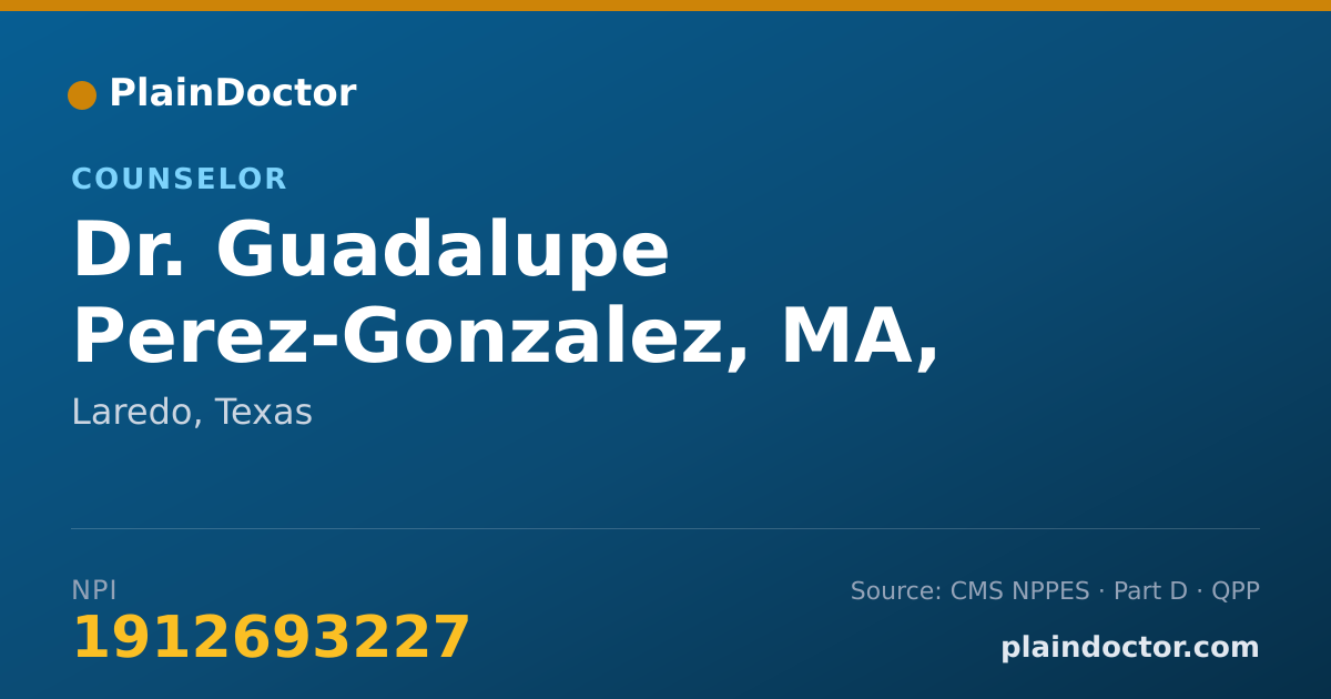 Shareable card for Guadalupe Perez-Gonzalez, MA, LPC, LCDC - Counselor, Laredo, TX