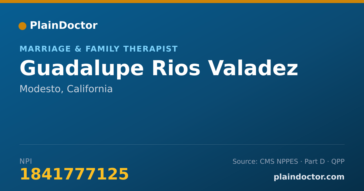 Shareable card for Guadalupe Rios Valadez - Marriage & Family Therapist, Modesto, CA