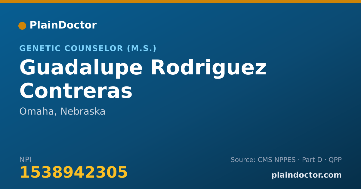 Shareable card for Guadalupe Rodriguez Contreras - Genetic Counselor (M.S.), Omaha, NE