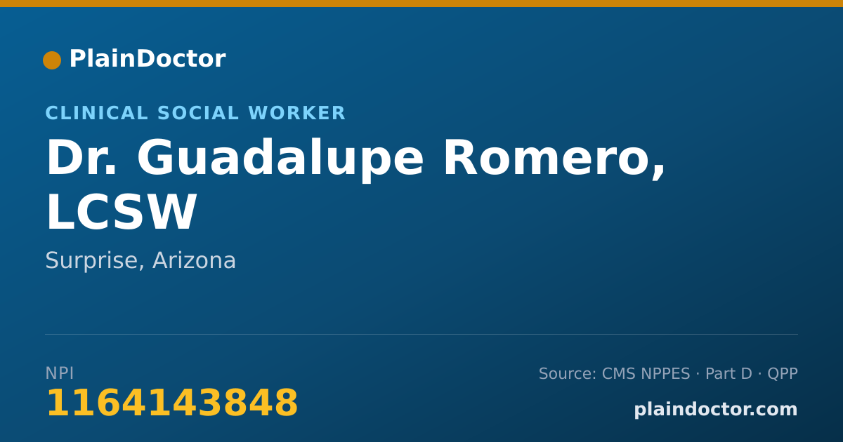 Shareable card for Guadalupe Romero, LCSW - Clinical Social Worker, Surprise, AZ