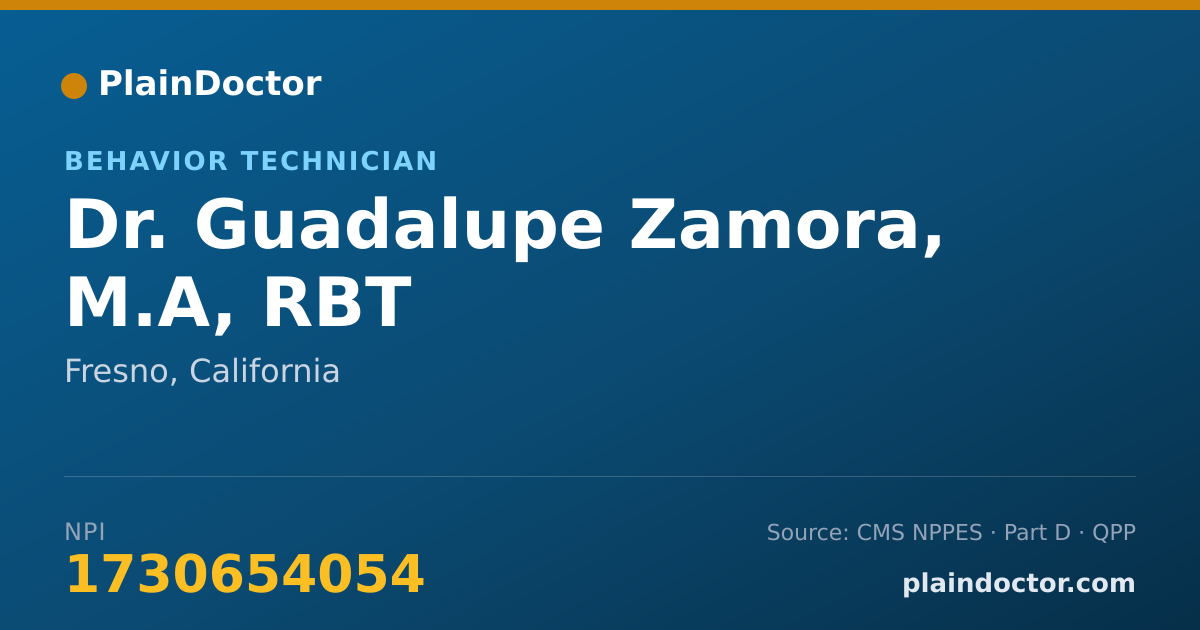 Shareable card for Guadalupe Zamora, M.A, RBT - Behavior Technician, Fresno, CA