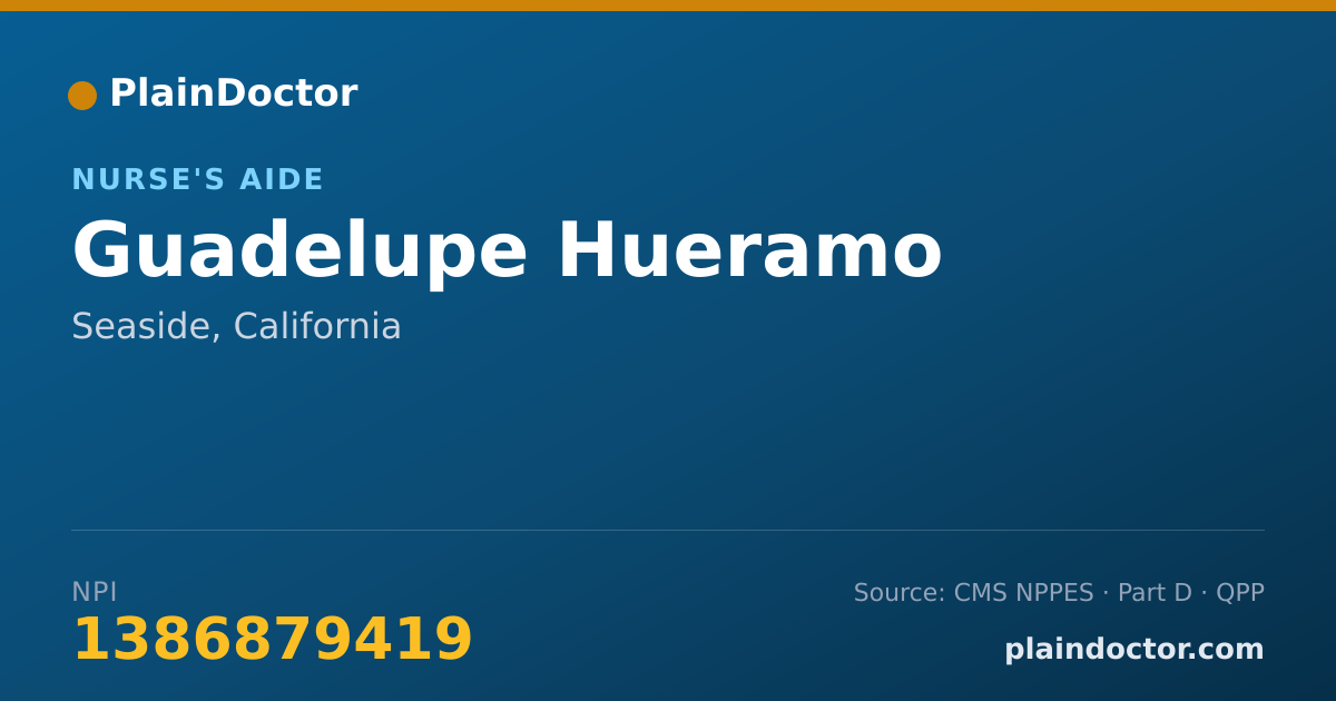 Shareable card for Guadelupe Hueramo - Nurse's Aide, Seaside, CA
