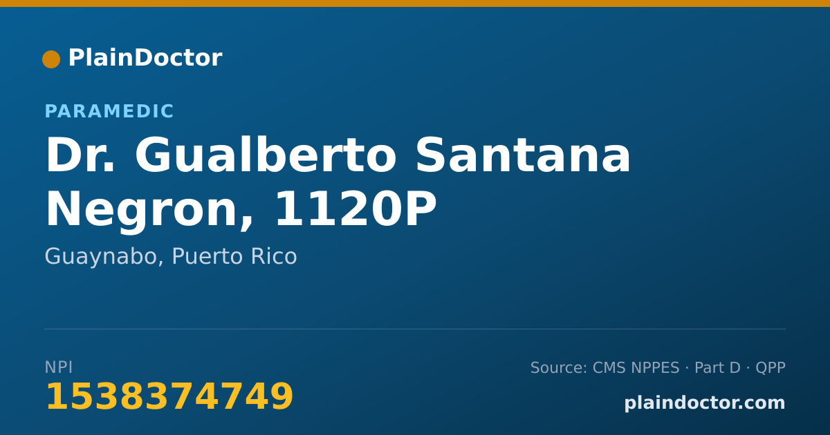 Shareable card for Gualberto Santana Negron, 1120P - Paramedic, Guaynabo, PR