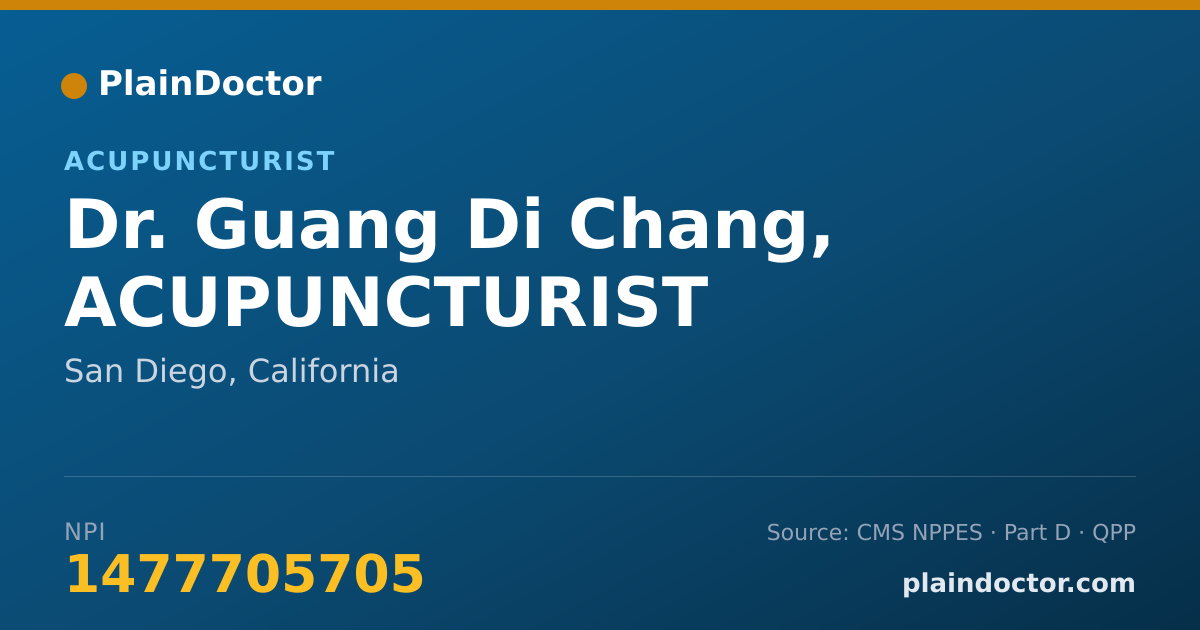 Shareable card for Guang Di Chang, ACUPUNCTURIST - Acupuncturist, San Diego, CA
