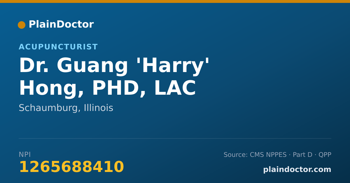 Shareable card for Guang 'Harry' Hong, PHD, LAC - Acupuncturist, Schaumburg, IL