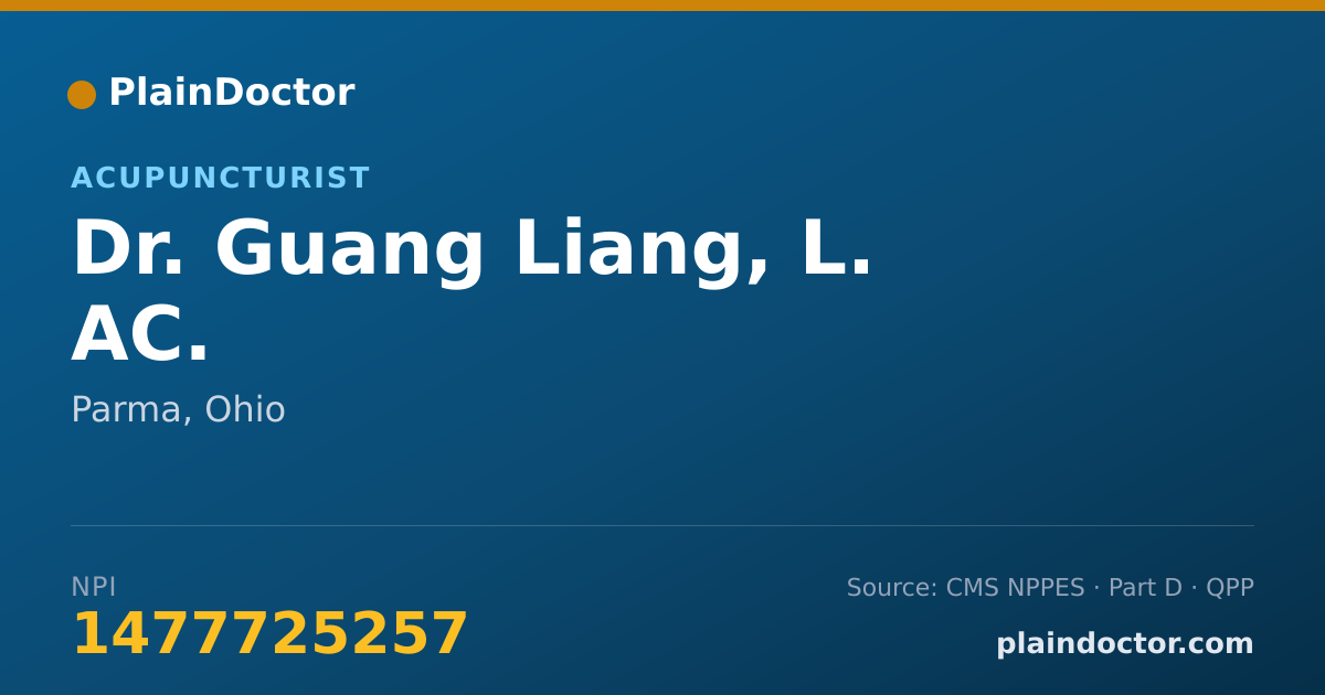 Shareable card for Guang Liang, L. AC. - Acupuncturist, Parma, OH