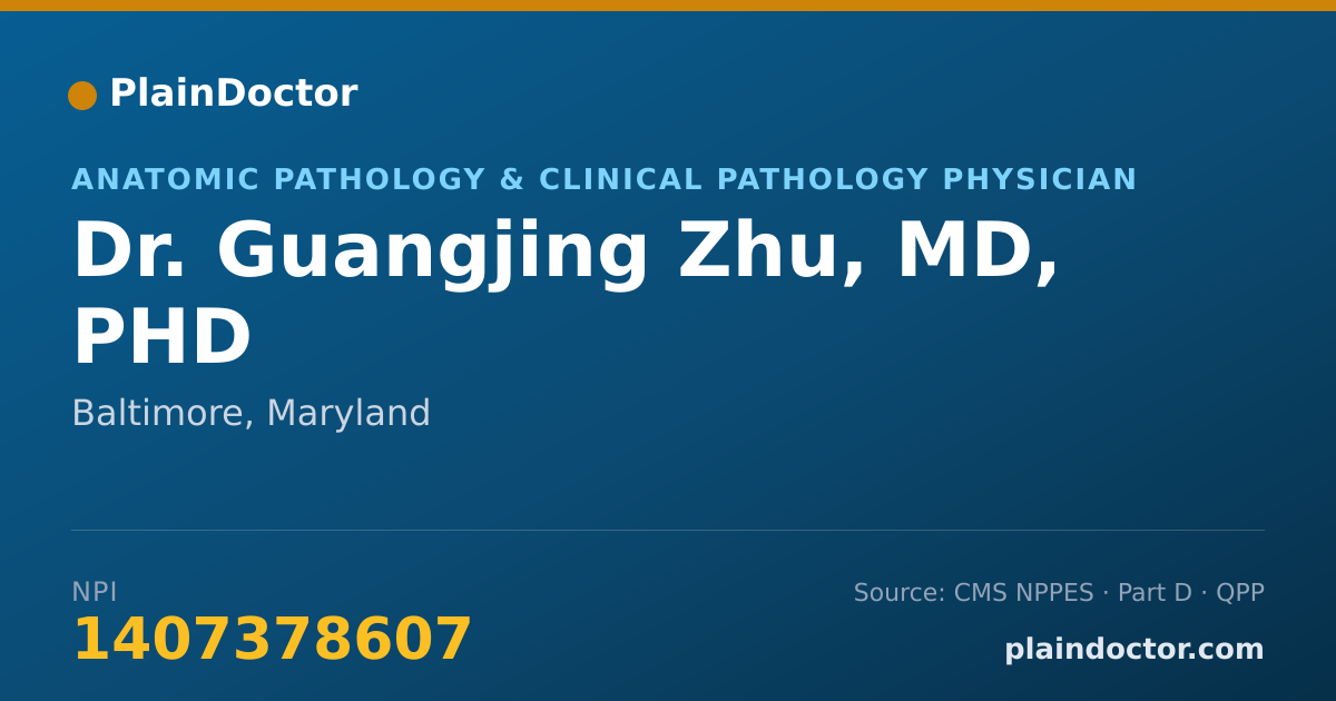Shareable card for Guangjing Zhu, MD, PHD - Anatomic Pathology & Clinical Pathology Physician, Baltimore, MD