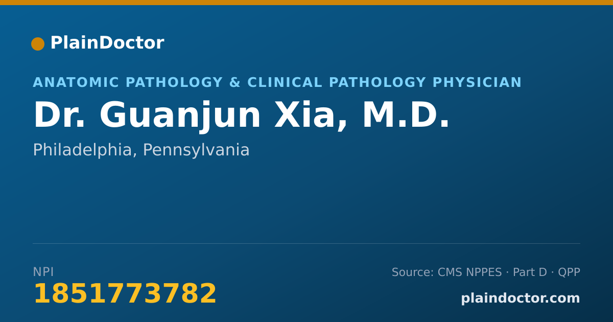 Shareable card for Guanjun Xia, M.D. - Anatomic Pathology & Clinical Pathology Physician, Philadelphia, PA