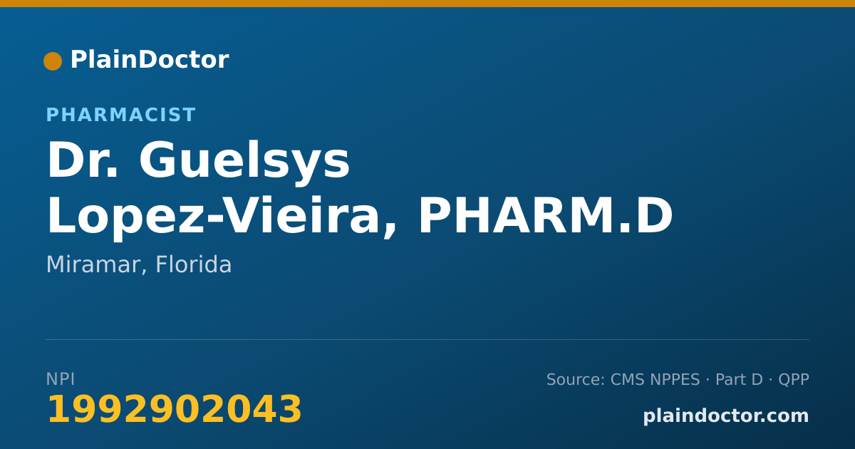 Shareable card for Guelsys Lopez-Vieira, PHARM.D - Pharmacist, Miramar, FL