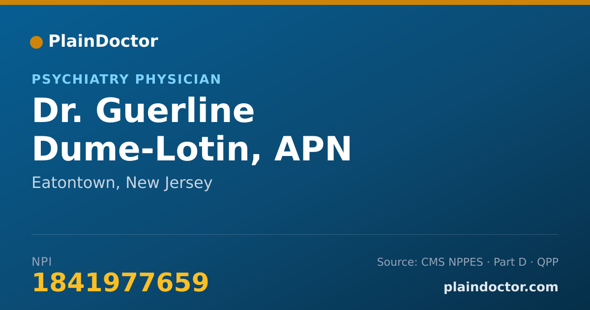 Shareable card for Guerline Dume-Lotin, APN - Psychiatry Physician, Eatontown, NJ