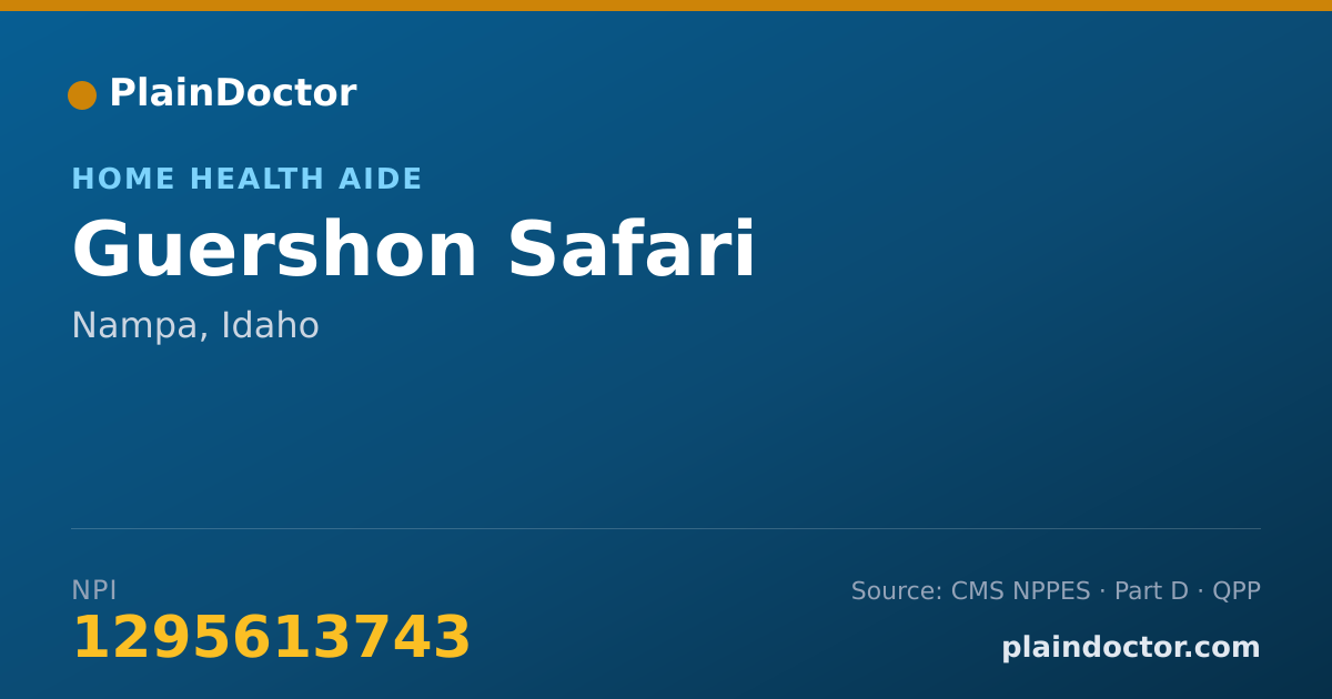Shareable card for Guershon Safari - Home Health Aide, Nampa, ID