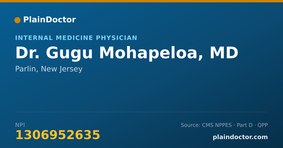 Shareable card for Gugu Mohapeloa, MD - Internal Medicine Physician, Parlin, NJ