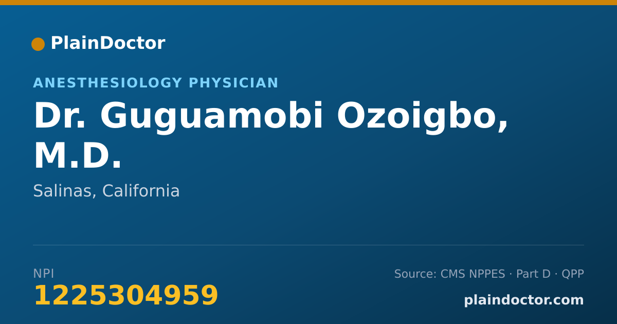 Shareable card for Guguamobi Ozoigbo, M.D. - Anesthesiology Physician, Salinas, CA