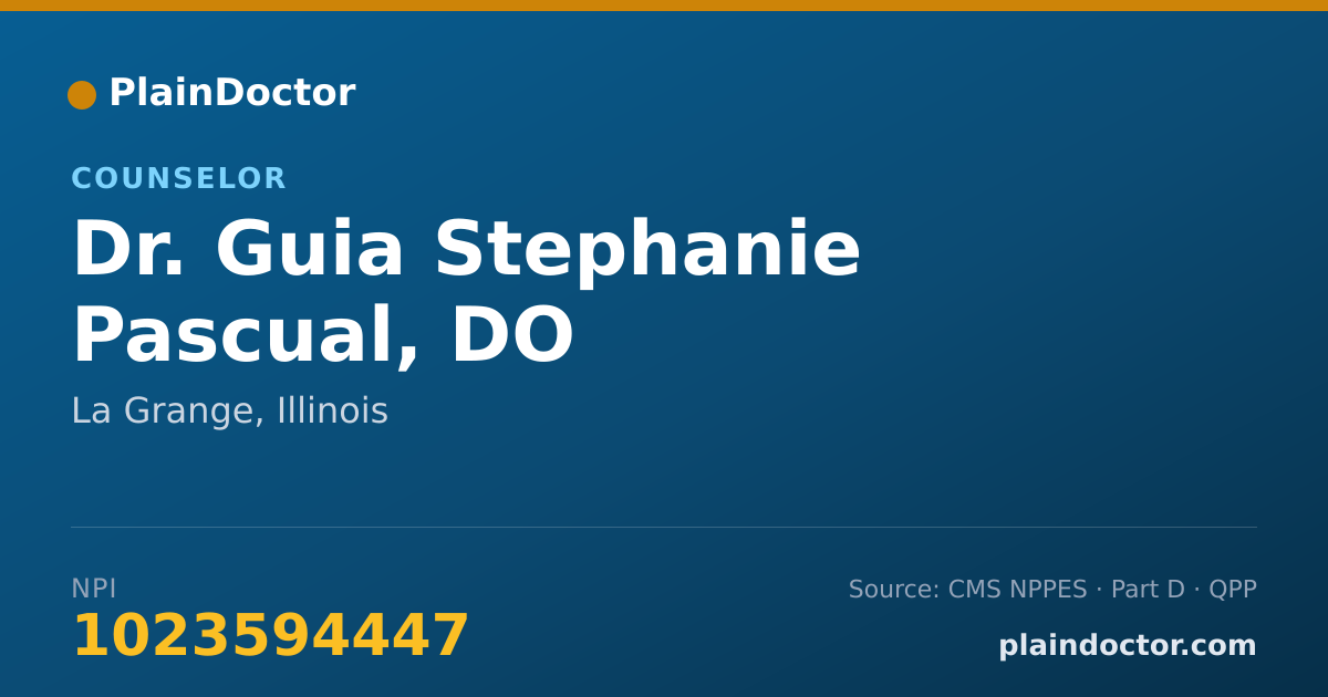 Shareable card for Guia Stephanie Pascual, DO - Counselor, La Grange, IL