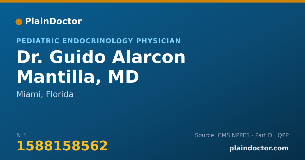 Shareable card for Guido Alarcon Mantilla, MD - Pediatric Endocrinology Physician, Miami, FL