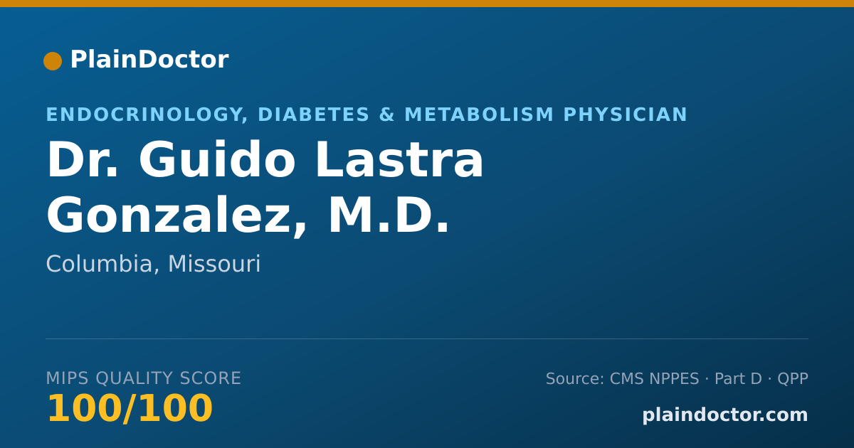 Shareable card for Guido Lastra Gonzalez, M.D. - Endocrinology, Diabetes & Metabolism Physician, Columbia, MO