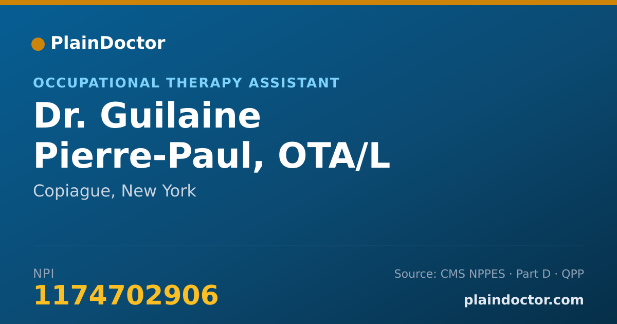 Shareable card for Guilaine Pierre-Paul, OTA/L - Occupational Therapy Assistant, Copiague, NY