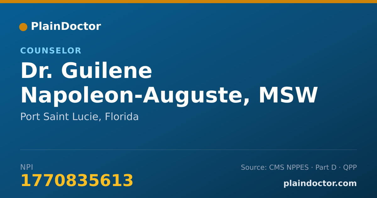 Shareable card for Guilene Napoleon-Auguste, MSW - Counselor, Port Saint Lucie, FL