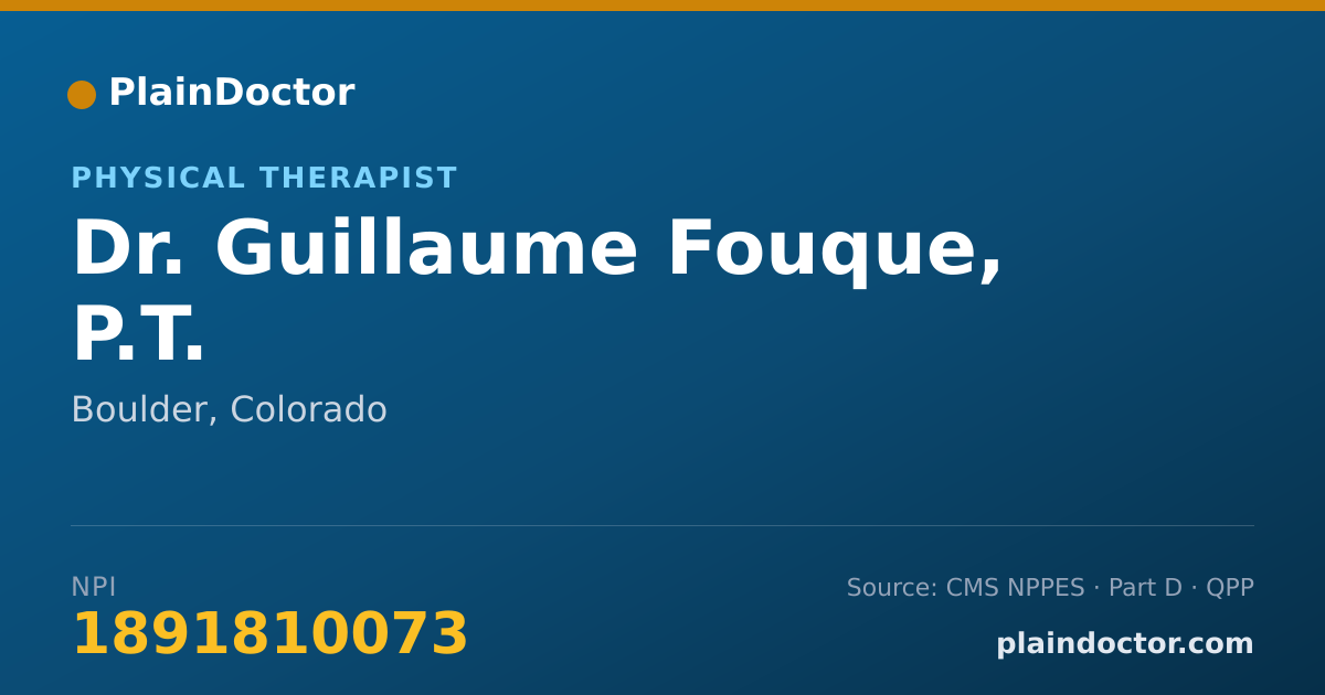 Shareable card for Guillaume Fouque, P.T. - Physical Therapist, Boulder, CO