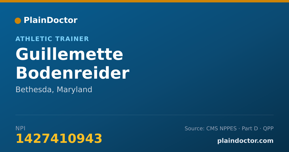 Shareable card for Guillemette Bodenreider - Athletic Trainer, Bethesda, MD