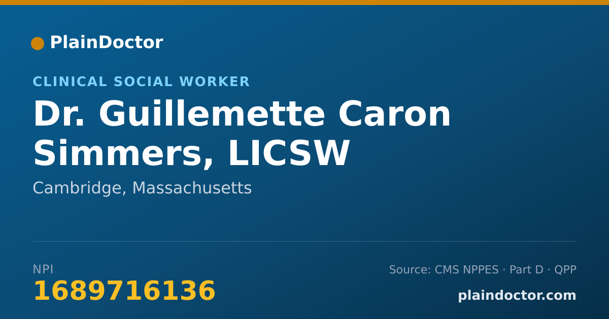 Shareable card for Guillemette Caron Simmers, LICSW - Clinical Social Worker, Cambridge, MA