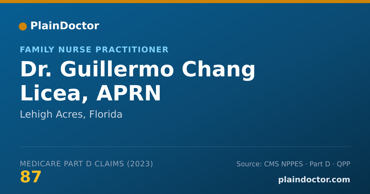 Shareable card for Guillermo Chang Licea, APRN - Family Nurse Practitioner, Lehigh Acres, FL