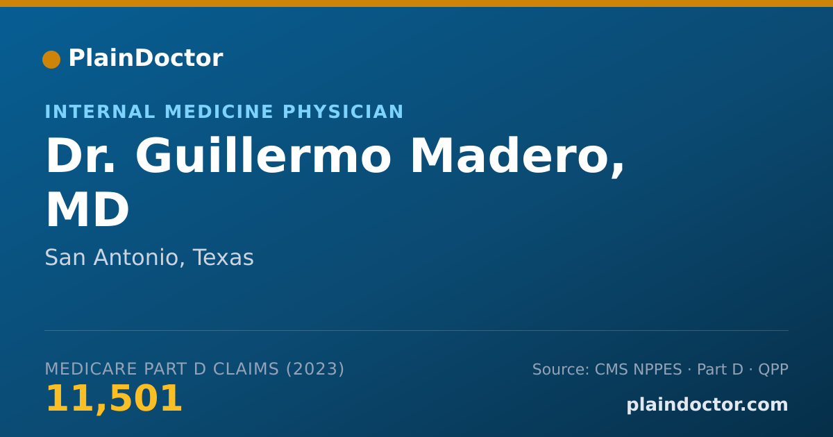 Shareable card for Guillermo Madero, MD - Internal Medicine Physician, San Antonio, TX