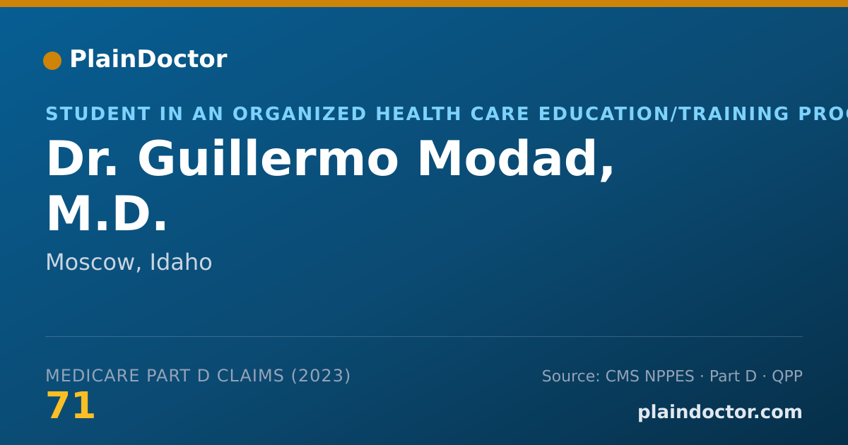 Shareable card for Guillermo Modad, M.D. - Student in an Organized Health Care Education/Training Program, Moscow, ID