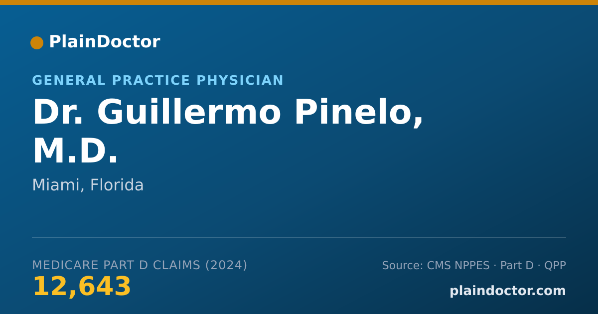 Shareable card for Guillermo Pinelo, M.D. - General Practice Physician, Miami, FL