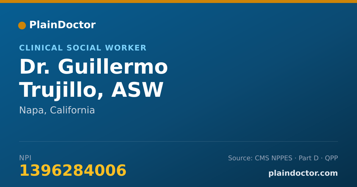 Shareable card for Guillermo Trujillo, ASW - Clinical Social Worker, Napa, CA