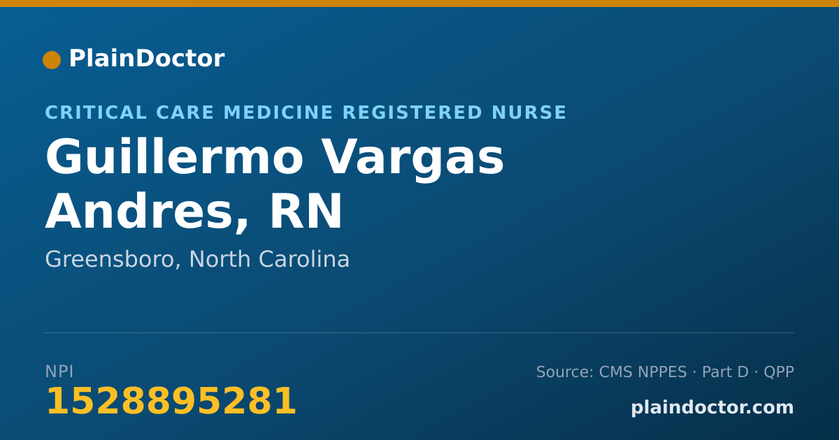 Shareable card for Guillermo Vargas Andres, RN - Critical Care Medicine Registered Nurse, Greensboro, NC