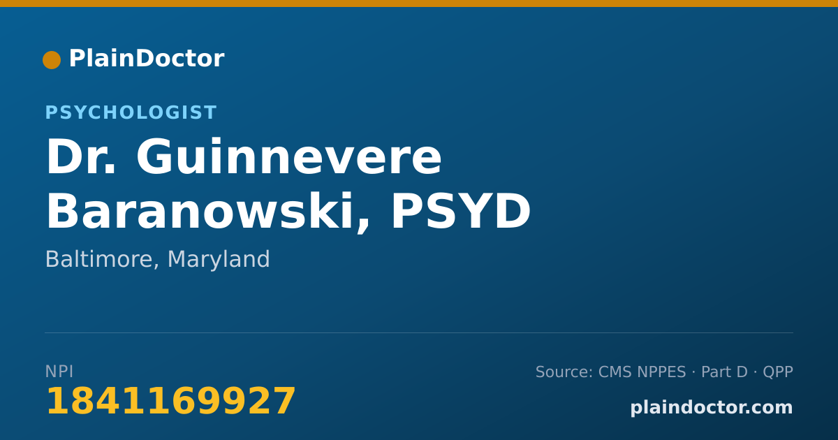 Shareable card for Guinnevere Baranowski, PSYD - Psychologist, Baltimore, MD