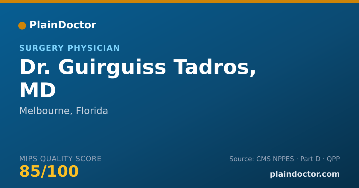 Shareable card for Guirguiss Tadros, MD - Surgery Physician, Melbourne, FL