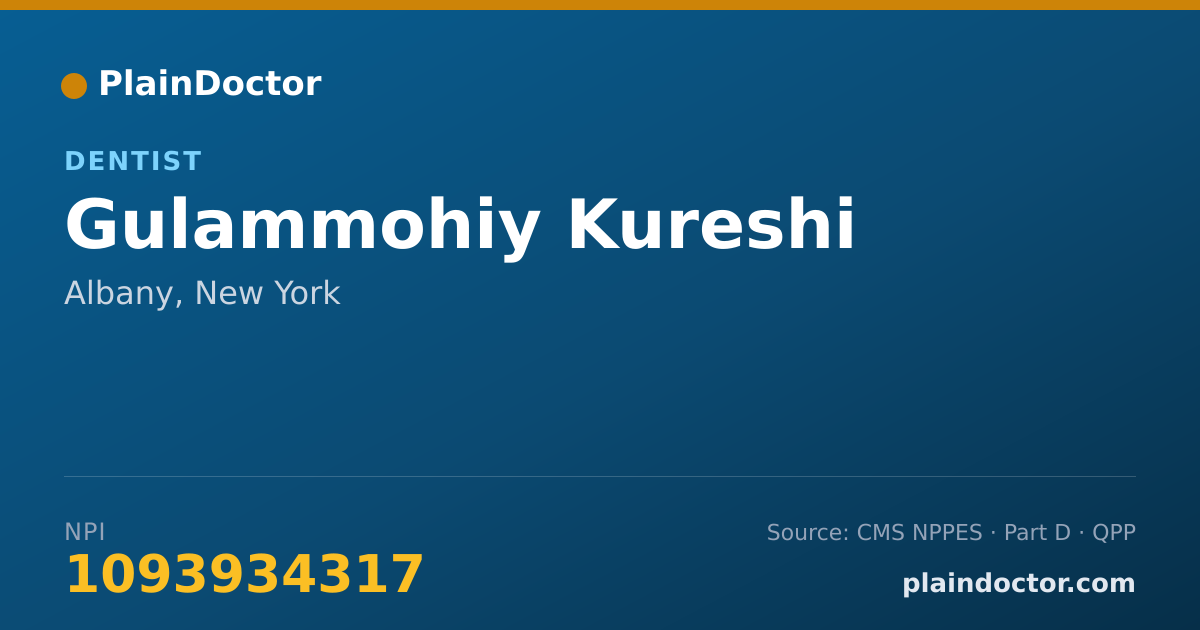 Shareable card for Gulammohiy Kureshi - Dentist, Albany, NY